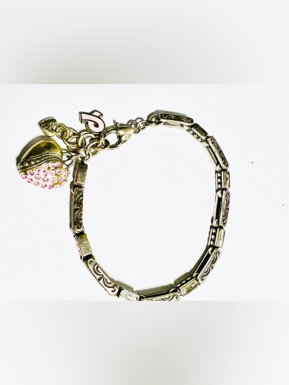 Brighton Pink Heart Silver-Tone Bracelet